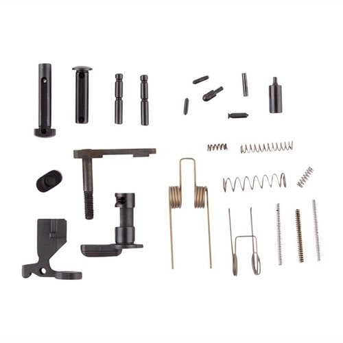 Il kit di parti inferiori AR-15 ZRO DELTA è rivestito in fosfato e include tutte le parti fondamentali per il LPK, esclusi il Trigger Guard, Grip e Fire Control Assemblies.