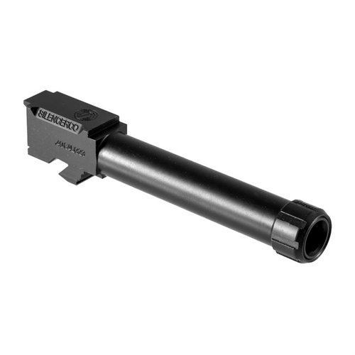 I barili filettati Silencerco per Glock® sono realizzati in acciaio inossidabile 416R, disponibili in finitura nera o naturale, compatibili con Gen 3 e Gen 4.