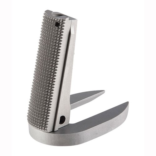 L'alloggiamento del Mainspring MagWell Fusion Firearms per 1911 offre un design checkered elegante, realizzato in acciaio inox di alta qualità, disponibile in finiture matte, lucide o nere.