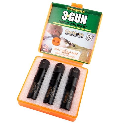 Il set di tubi di strozzatura Brownells 3-Gun offre tre opzioni in acciaio inox 1704 per prestazioni superiori in competizioni, con rimozione rapida e garanzia a vita.