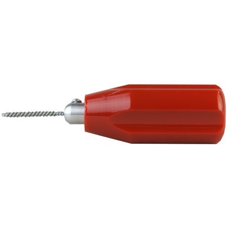 La spazzola per la pulizia dei porti di DEWEY è compatta e potente, con manico facile da impugnare, ideale per rimuovere residui di plastica e carbonio rapidamente.