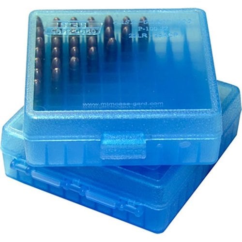 La scatola per munizioni Ammo Box 100 Round Flip Top Mech. Hinge Bullet Up .22 Clr offre un facile accesso e una protezione ottimale per le tue munizioni.