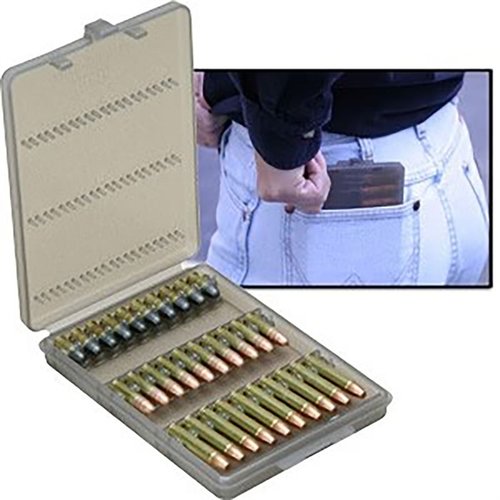 L'MTM Ammo-Wallet 30 Round per 22 Long Rifle e 17 HRM Mach 2 offre una comoda organizzazione delle munizioni, protezione e facilità di trasporto.
