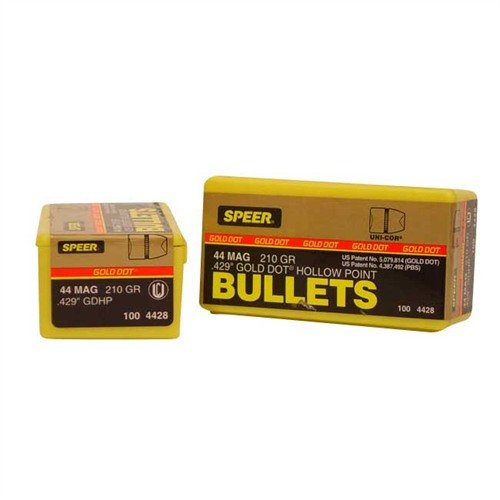 La Speer Bullet 44c .429 210gr GDHP GoldDot HP offre prestazioni superiori con una penetrazione profonda e un'espansione affidabile, ideale per la caccia e la difesa.