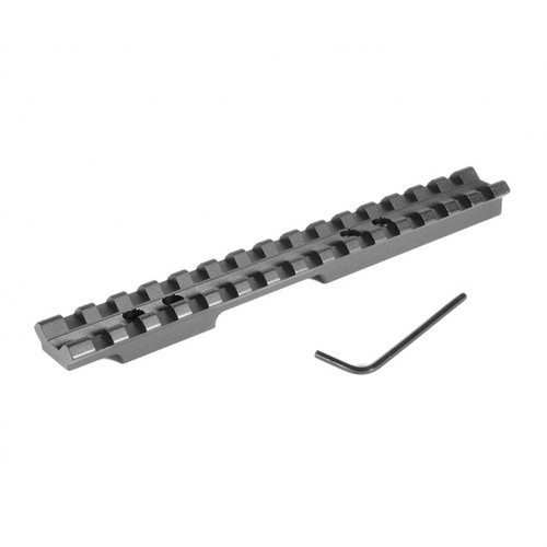 Le basi per ottiche EGW Ruger American Rimfire offrono una guida Picatinny monopezzo, montaggio facile senza forature, e compatibilità con anelli Picatinny o Weaver.