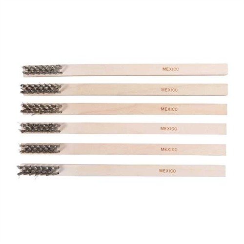 Spazzole per armi Heavy-Duty con manico in legno, set di 6, disponibili in acciaio inox, ottone o nylon, perfette per una pulizia efficace e duratura.