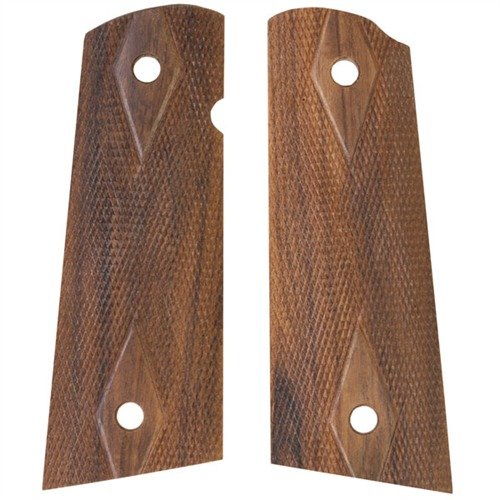 Le impugnature 1911 HOGUE extra-lunghe, tagliate a squadra, si adattano perfettamente a pistole con mag wells aggiuntivi, migliorando comfort e controllo del rinculo.