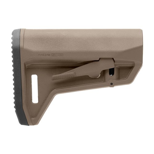Il MOE SL-M Carbine Stock offre un design compatto, con un sistema di rilascio ambidestro e un pad in gomma antiscivolo, perfetto per transizioni rapide.