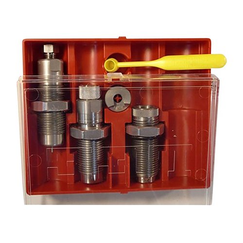 Il set di 3 die PACESETTER per 8.6 Blackout include Full Length Sizing Die, Bullet Seating Die e Factory Crimp Die, compatibile con tutte le presse di ricarica 7/8