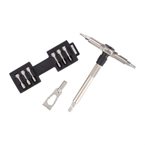 Il COMPACT RATCHET LOCKING HEX DRIVE con 15 BITS offre un'ottima portabilità, una selezione versatile di punte e un meccanismo di bloccaggio per una manutenzione precisa.