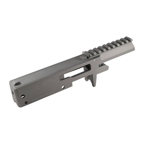 Ricevitore di ricambio per Ruger® 10/22®, realizzato in alluminio CNC, finitura anodizzata nera, con componenti in acciaio inox, per facile manutenzione.