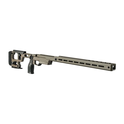 Il SOLUS Competition Chassis offre un'eccezionale modularità, ergonomia e compatibilità con M-LOK e Arca Swiss, garantendo una connessione precisa e ripetibile.