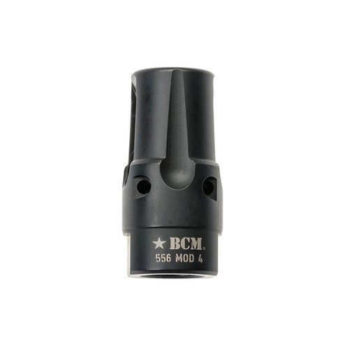 Il compensatore BCMGUNFIGHTER™ Mod 4-5.56 riduce il rinculo, il flash e il rumore, è resistente alla corrosione e progettato per applicazioni tattiche.