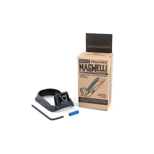 Il GEN3 Magwell per GLOCK™ G19 di Strike Industries offre un'inserzione facilitata del caricatore, supporto migliorato e un design leggero in SI Polymer Extreme.