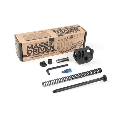 Il MASS DRIVER COMP di Strike Industries offre un design innovativo, riduce il rinculo e si adatta a GLOCK senza modifiche permanenti, compatibile con la maggior parte degli olografi.