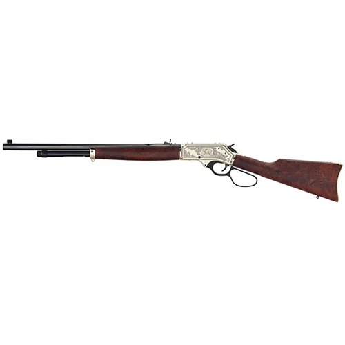 Fucile a leva .30-30 Winchester, leggero e maneggevole, con stock in noce, sistema di caricamento laterale e incisioni in oro, perfetto per ogni caccia.