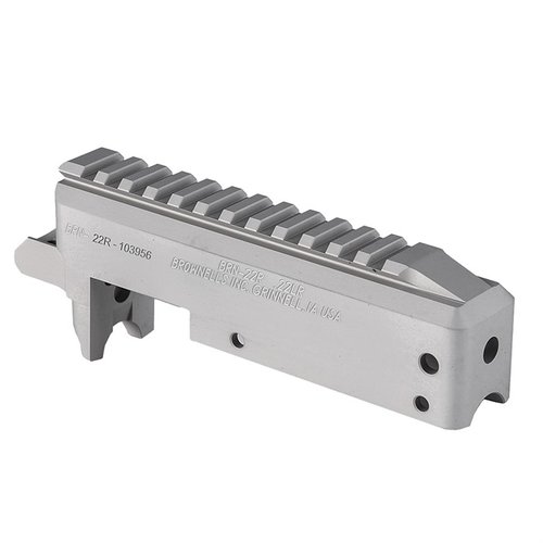 Il ricevitore BRN-22 è realizzato in alluminio 6061 T6, compatibile con Ruger® 10/22®, con finitura anodizzata nera e foro per la pulizia.