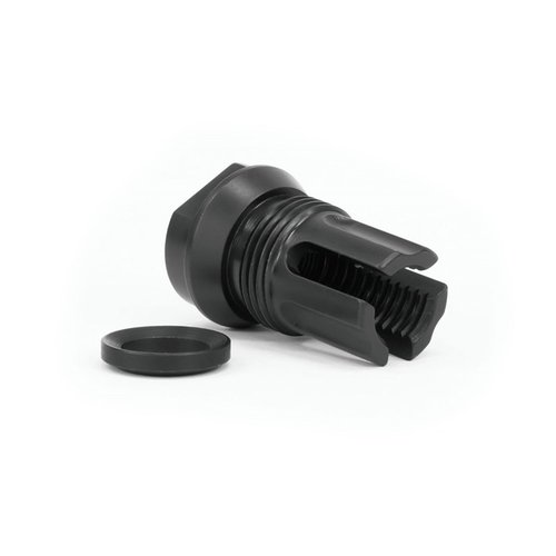 Il 3FO-S Flash Hider riduce il flash di bocca, migliora la visibilità e offre una costruzione robusta in acciaio 4140 nitrurato, ideale per carabine calibro pistola.