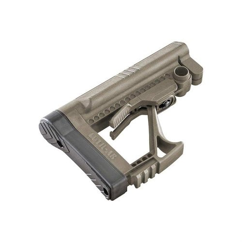 Luth-AR MBA-5 Buttstock è un sistema leggero e regolabile, con leva di regolazione rapida, poggiaguancia flared e rail Picatinny per accessori. Compatibile con buffer tube Carbine.