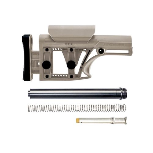 L'MBA-1 Buttstock offre un design modulare, lunghezza di trazione e rialzo guancia regolabili, completo di A2 Buttstock Tube e buffer per il tuo AR .308/7.62.