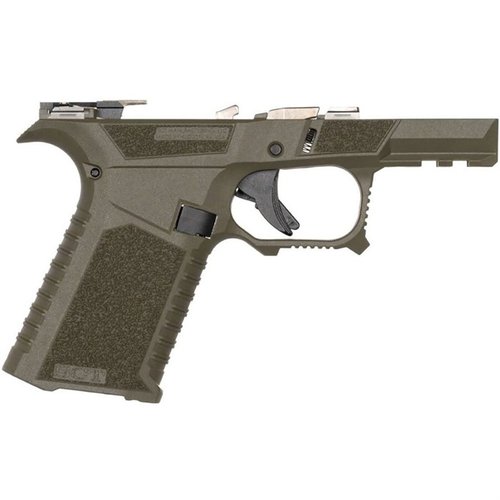 Il telaio SCT 43X è completamente assemblato, compatibile Glock® 43X e 48, con ergonomia ottimizzata, rilascio ambidestro e impugnatura testurizzata per il massimo controllo.