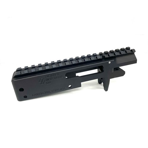 Ricevitore sostitutivo per Ruger® 10/22®, lavorato CNC in alluminio, con pic rail anteriore corto per mirini. Facile smontaggio di bolt e pin senza separare il calcio.