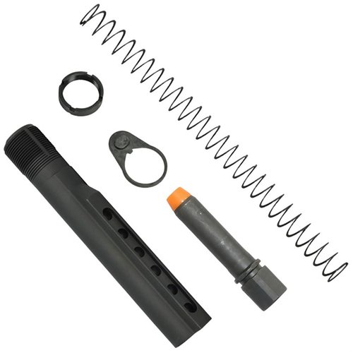 Il K-SPEC AR-15 PCC Carbine Buffer Tube Kit offre un sistema innovativo per ridurre il rinculo e il sollevamento della volata, completo di buffer in acciaio e molla flatwire.