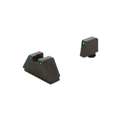 Le mire AMERIGLO 3XL per Glock offrono una visione elevata co-witness per ottiche red dot, con tritio verde per una precisione affidabile.