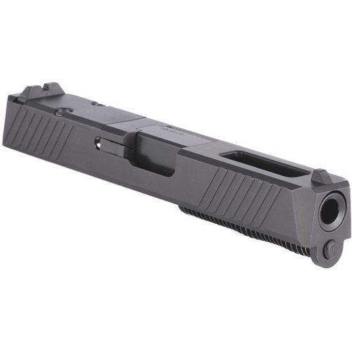 Assemblaggio completo per Glock 19 con canna portata, finitura Black Nitride, slot per montaggio RMR e tutte le parti interne già installate.