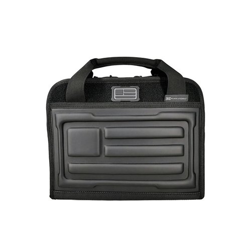 La EVA TACTICAL PISTOL CASE offre protezione premium con imbottitura in schiuma, fodera in pile, tasca interna con zip e manici tubolari per un trasporto facile.
