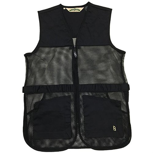 Il gilet da tiro BOB ALLEN in rete offre leggerezza e ventilazione, con doppie imbottiture per tiratori mancini e destrorsi, tasche frontali e posteriore per cartucce.