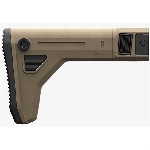 Il Magpul UCS™ offre regolazioni estreme con 6 posizioni LOP, riser per guancia rimovibili e compatibilità con vari sistemi, ideale per ogni tiratore.