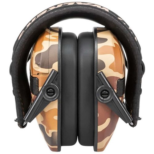 Le Walkers Razor Slim Electronic Muffs offrono comfort e protezione acustica con un design compatto e pieghevole, riducendo il rumore di 23 decibel.