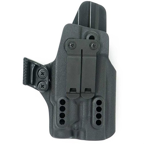 L'X PRIORITY 1 IWB HOLSTER offre costruzione in Boltaron, ritenzione regolabile, clip monoblocco discreto e compatibilità con ottiche per un trasporto confortevole.