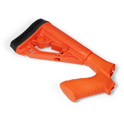 L'EX Performance Adjustable Pistol Grip Stock per Remington 870 offre un design avanzato, costruzione in polimero resistente e regolazione rapida per una lunghezza personalizzata.