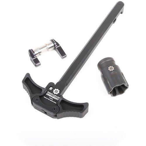 Il NLX PERFORMANCE KIT 1 per AR-15 migliora la tua carabina con un manico di carica ambidestro, selettore di sicurezza e compensatore lineare per ridurre il rinculo.