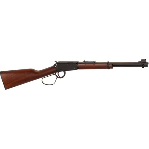 L'H1 Classic Large Loop .22 LR è una carabina a leva leggera e maneggevole, con canna in acciaio blu di 16,5" e legno di noce americano, perfetta per il tiro e l'insegnamento.
