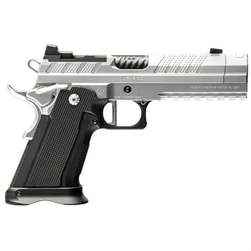 L'XP Comp 9mm combina l'ergonomia classica del 1911 con prestazioni moderne, compatibile con caricatori Glock® 17 e costruzione in acciaio di alta qualità.