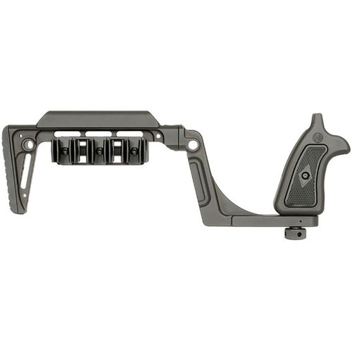 Il Bounty Hunter Stock per Smith & Wesson X-Frame offre stabilità, comfort e facilità di smontaggio, con design ambidestro e supporto per 6 cartucce.