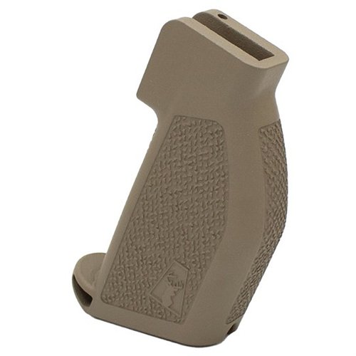 L'Alpha Precision Rifle Grip offre un'ergonomia migliorata, una superficie antiscivolo e una riduzione della fatica, perfetto per fucili AR e competizioni.