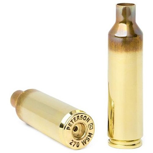 La cartuccia in ottone 270 WSM di Peterson offre uniformità dimensionale, resistenza eccezionale e prestazioni affidabili per ricariche precise e ripetibili.