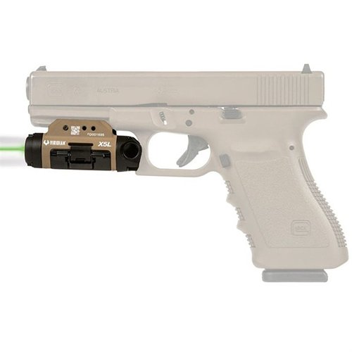 Il Viridian X5L Gen 3 combina un laser verde da 5mw e una luce tattica da 500 lumen, con tecnologia INSTANT-ON per attivazione immediata e montaggio sicuro.