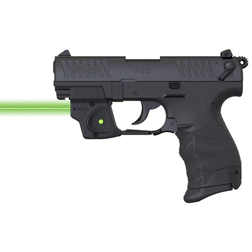 Il laser verde E SERIES™ di VIRIDIAN per Walther P22 offre installazione facile, autonomia di 6 ore, e precisione fino a 1 miglio di notte.