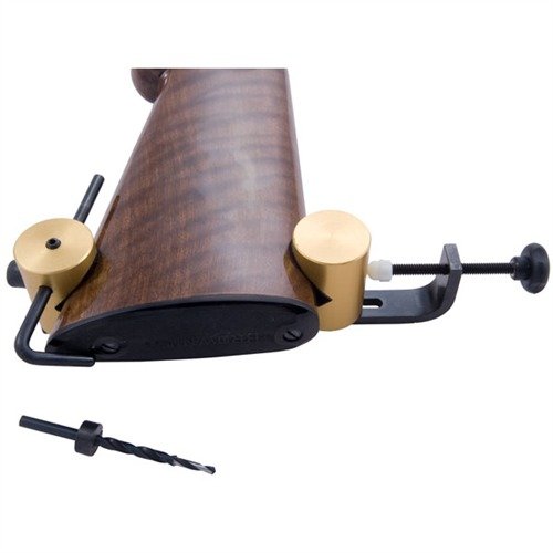 Il SLING SWIVEL DRILL JIG di KLEINENDORST garantisce allineamento preciso e foratura dei fori per i supporti, con auto-centratura e protezione per legno.