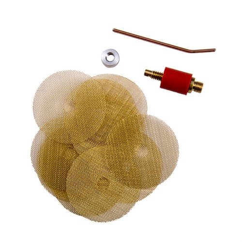 Rimuove il piombo e i residui di plastica senza danneggiare la rigatura. Include punte per aste di pulizia e toppe in ottone per una pulizia efficace.