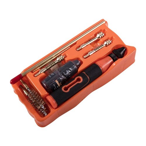 Il Kit di Pulizia per Pistole Multi-Calibro Lyman include tutto il necessario per mantenere pulite le tue armi, con accessori per calibro .380, 9mm, .40 e .45.