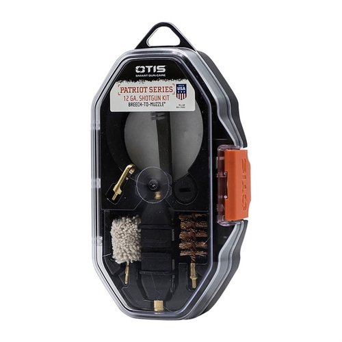 Il kit 12GA PATRIOT Series di Otis offre tutto il necessario per la manutenzione delle armi, pulendo dal Breech-to-Muzzle® con un attrezzo multifunzione.