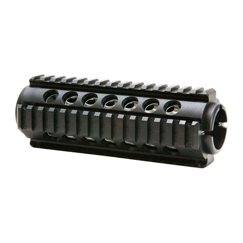 Il handguard Quad-Rail in due pezzi per AR-15 offre numerosi punti di attacco Picatinny, realizzato in nylon polimerico resistente per un uso intensivo.