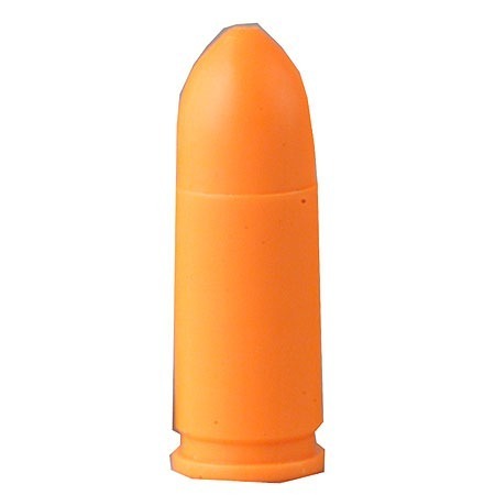 I SAF-T-TRAINERS Dummy Rounds 9mm Luger sono realizzati in plastica arancione, ideali per esercitazioni di addestramento senza confonderli con proiettili veri.