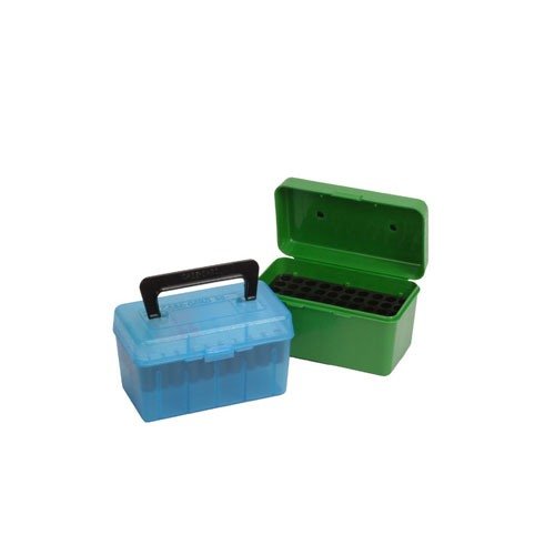 Scopri la HANDLE CARRY RIFLE AMMO BOX di MTM CASE-GARD: protezione ottimale per le munizioni, manico pieghevole e design impilabile per un trasporto facile.